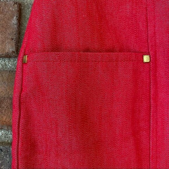 DressBarn Red Stretchy Denim Pencil Skirt with Faux Embellished Pockets Size 10 - Picture 3 of 8